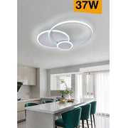 Trade Shop - Plafoniera Led Design Moderno 3 Cerchi 37 Watt Luce Fredda Naturale Calda C32 - -bianco Freddo      -