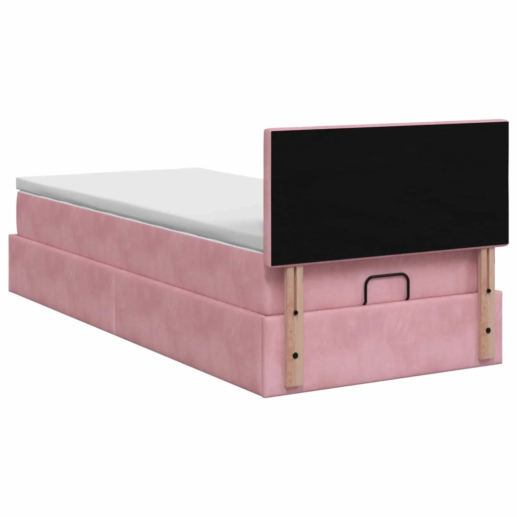 Letto ottomano con materasso Rosa 90 x 190 cm Velluto 3457622