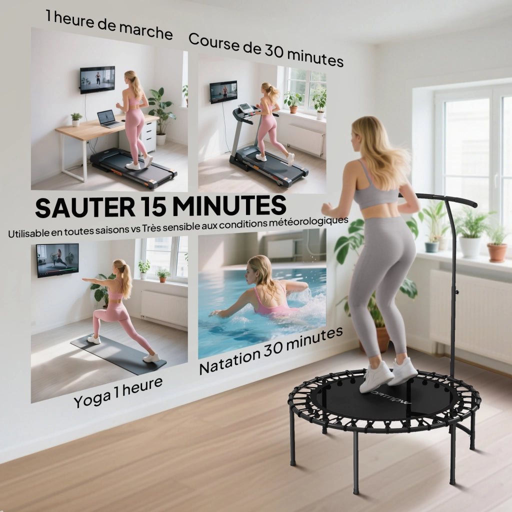 Trampolino Fitness ¨C Minimal ¨C Nero, Acciaio, ?102x132cm