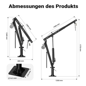 Gruetta per pick up idraulica con verricello max 500 kg 1770 mm girevole a 360° Mini gru di sollevamento