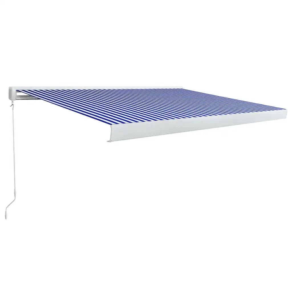 Tenda a Cassonetto Manuale 400x300 cm Blu e Bianca cod mxl 9306