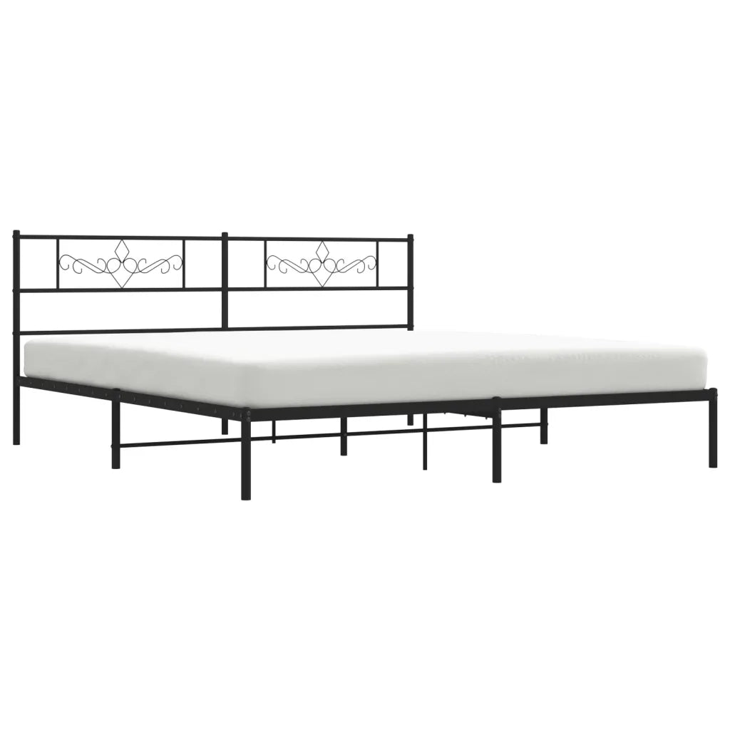 Giroletto con Testiera in Metallo Nero 180x200 cm 355271