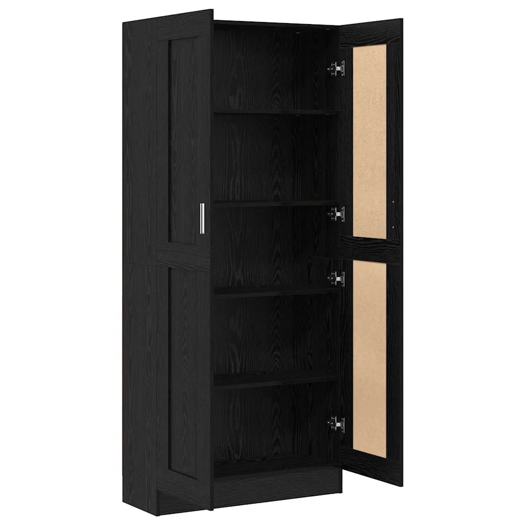 Armadio per Libri Rovere Nero 82,5 x 30,5 x 185 cm