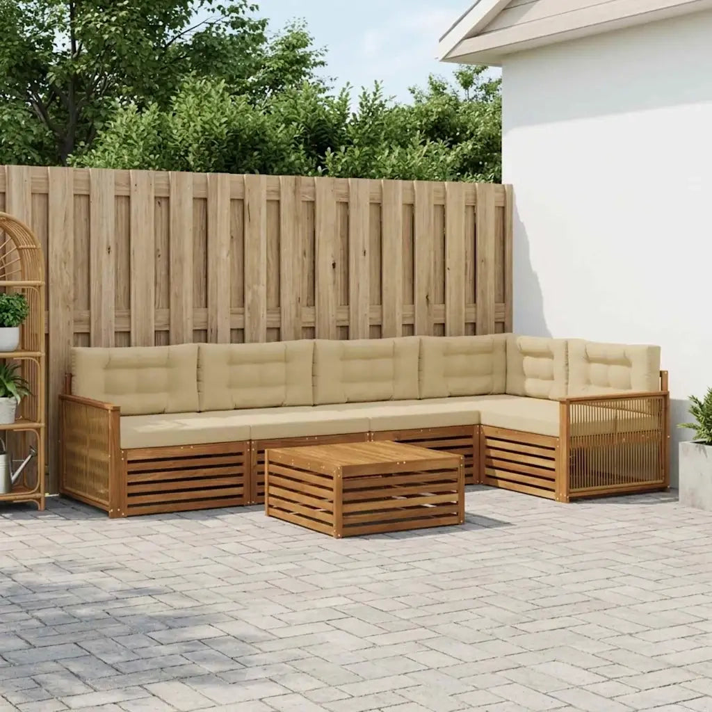 Set di divani da esterno con cuscino 6 pcs Naturale e Beige 3383391