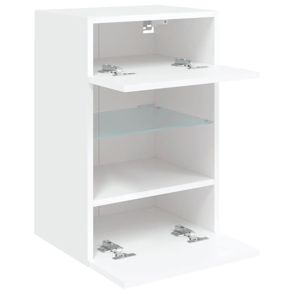 Mobile TV multimediale da parete mensola TV credenza mobile TV per sala da pranzo soggiorno camera da letto con luci LED 2 pezzi 40 x 30 x 60,5 cm bianco 02_0029101