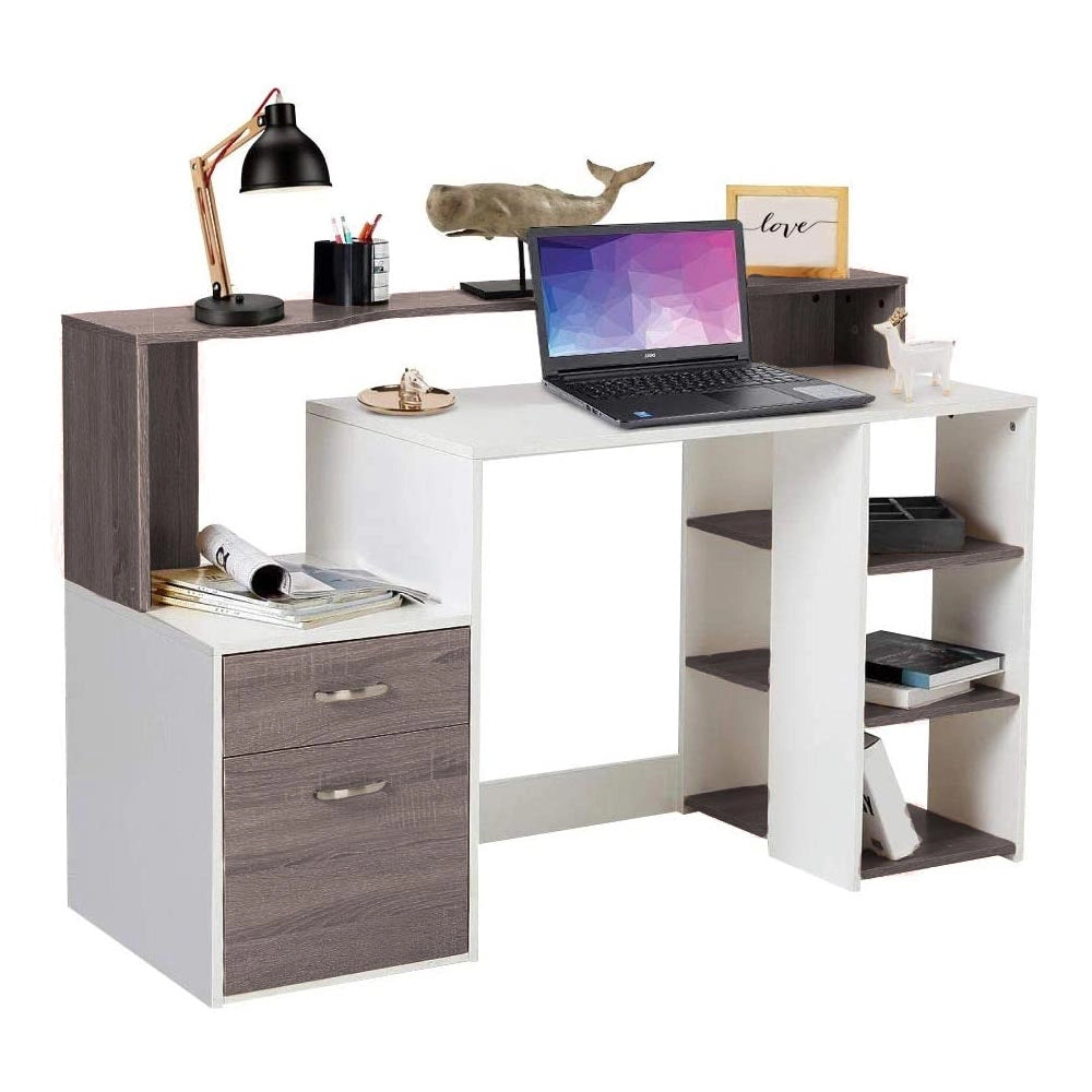 Scrivania con Cassettiera Libreria Porta Stampante Tavolo Computer Ufficio Casa Moderno