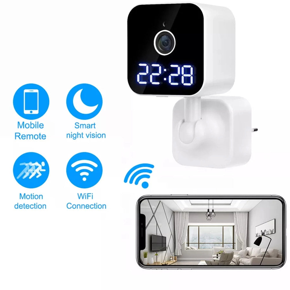 Trade Shop - Fotocamera Hd 1080p Wifi Sicurezza Ip Home Cam Visione Notturna Orologio Q-sx909 -