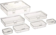 Set di 7 contenitori rettangolari mini per organizzare piccoli oggetti in plastica trasparente con chiusura a cerniera