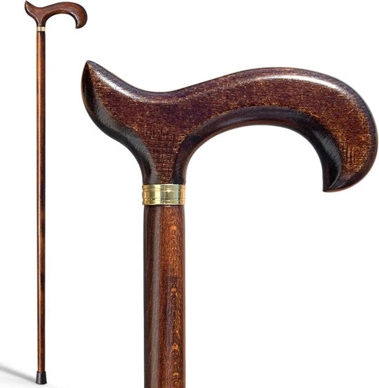 Palo di sostegno in legno scuro 92 cm molto robusto - bastone da passeggio per anziani
