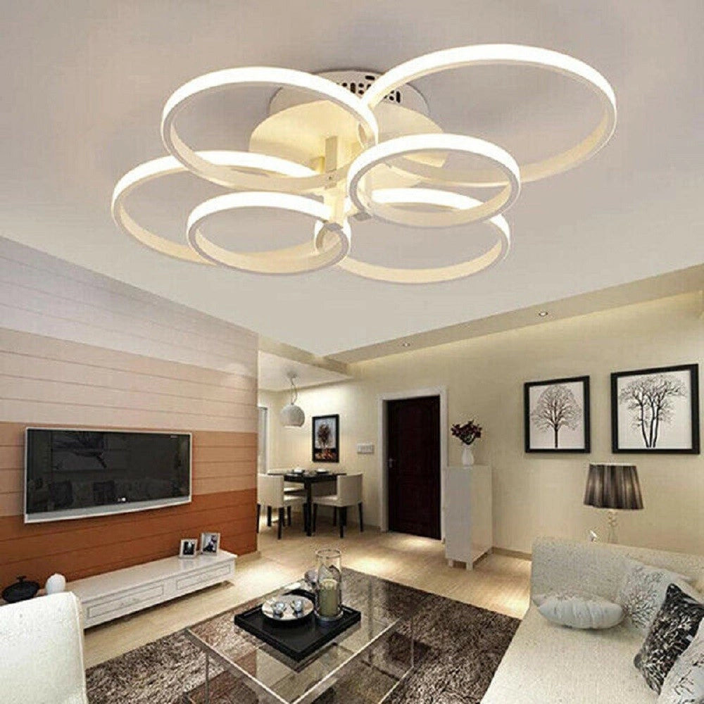Trade Shop - Plafoniera Led Moderno 6 Anelli Lampadario 51 W Luce Fredda Calda Naturale C08 -