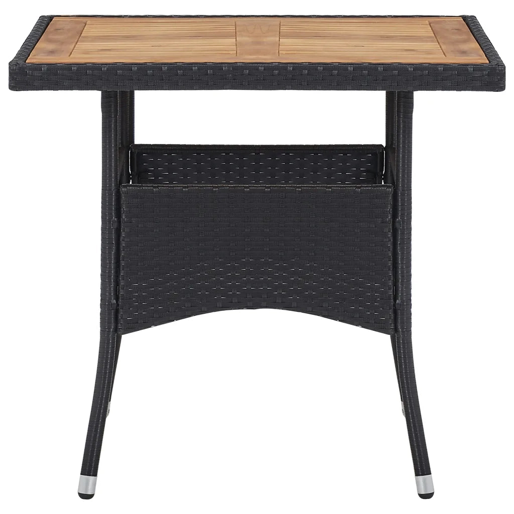Set Mobili da Pranzo per Giardino 3 pz Polyrattan e Acacia Nero 3058527
