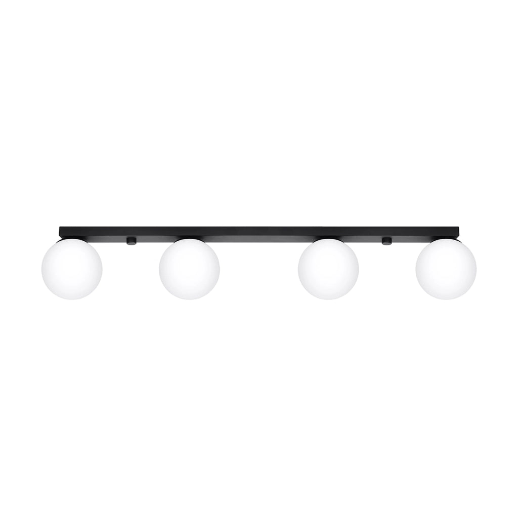 Lampada da soffitto YOLI French Sky in acciaio nero e vetro, moderna a 4 luci