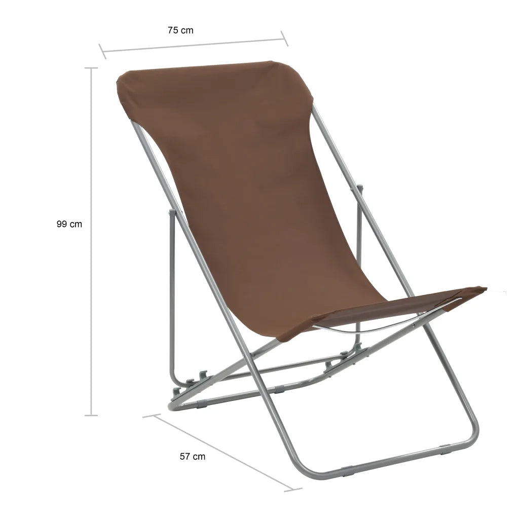 Sedie da Spiaggia Pieghevoli 2pz Acciaio Tessuto Oxford Marrone 44362