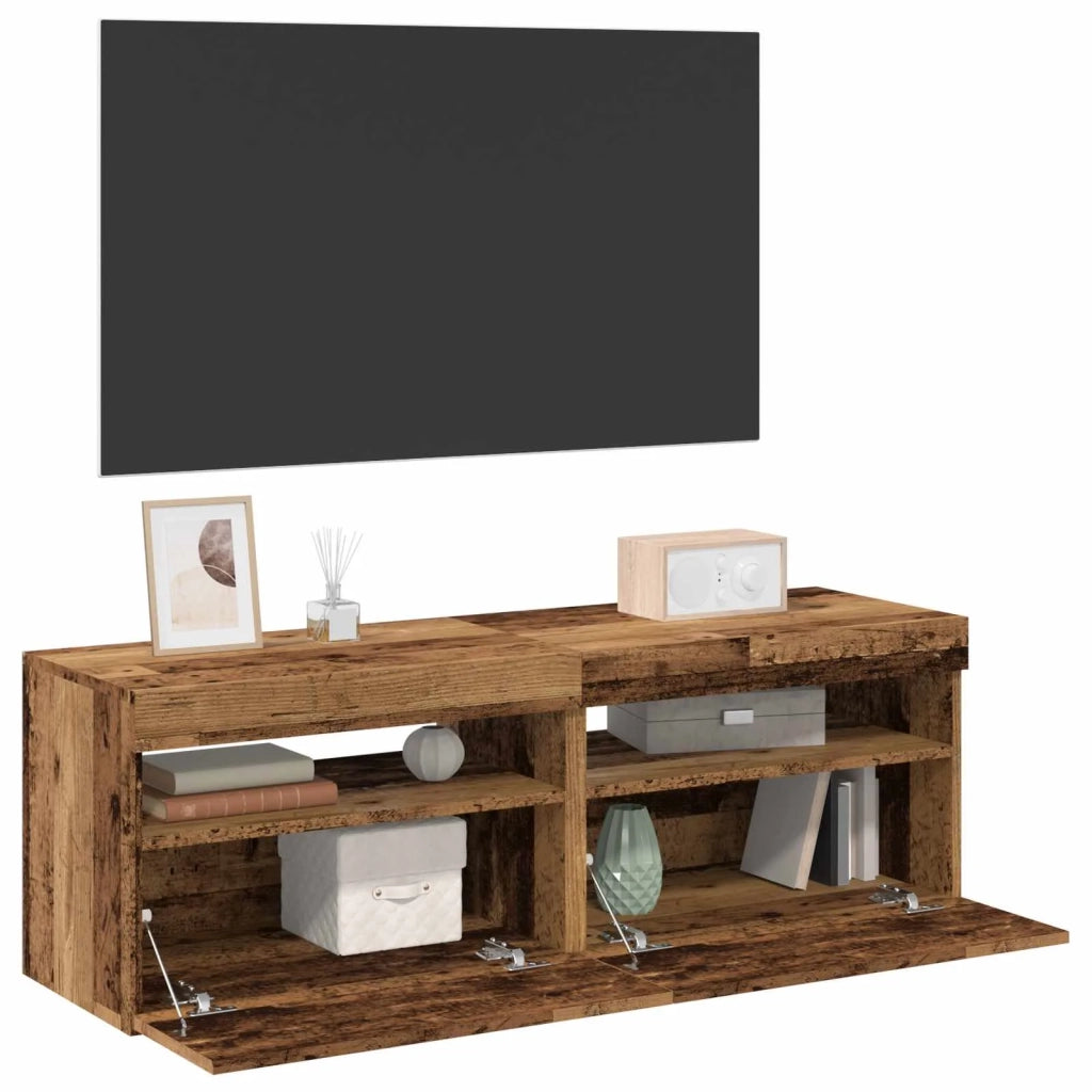 Mobili Porta TV con LED 2 pz Legno Antico in Legno Multistrato 856310