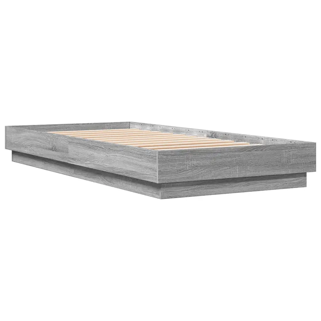 Giroletto con LED-Struttura Letto Grigio Sonoma 100x200 cm