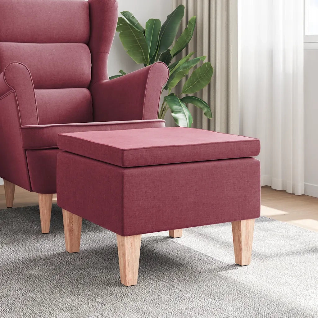 Poggiapiedi con Gambe in Legno Rosso Vino in Tessuto cod mxl 42956
