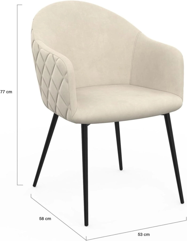 Set di 2 sedie da pranzo e poltrone da tavolo MOLY in velluto goffrato beige