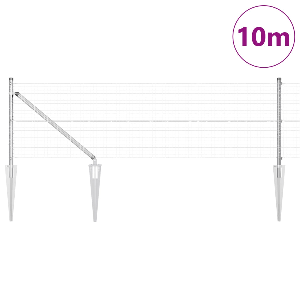 Set di Pali per Recinzione Set di 2 Acciaio zincato 10 x 0.5 m