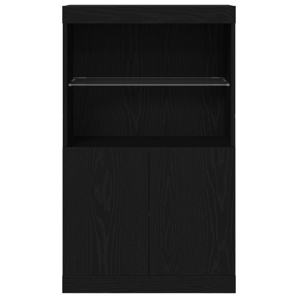 Sideboard con luci LED Rovere Nero 60x37x100 cm