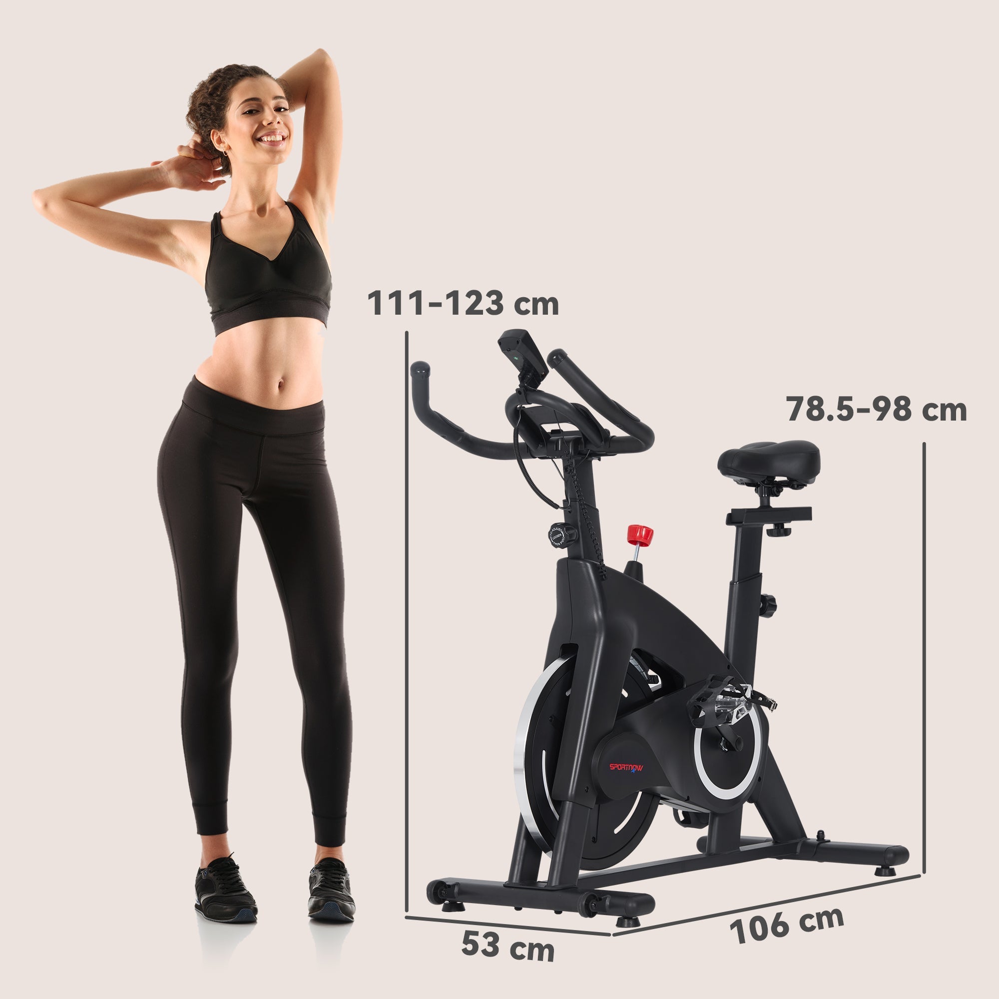Cyclette Magnetica con Volano 10 kg Sedile e Manubrio Regolabili Monitor LCD e Porta Tablet Nero