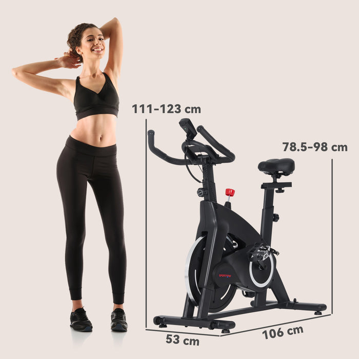 Cyclette Magnetica con Volano 10 kg Sedile e Manubrio Regolabili Monitor LCD e Porta Tablet Nero