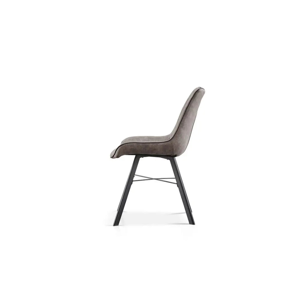 Sedia PAOLA – Microfibra PU grigio chiaro – Piedi metallo nero – Stile contemporaneo