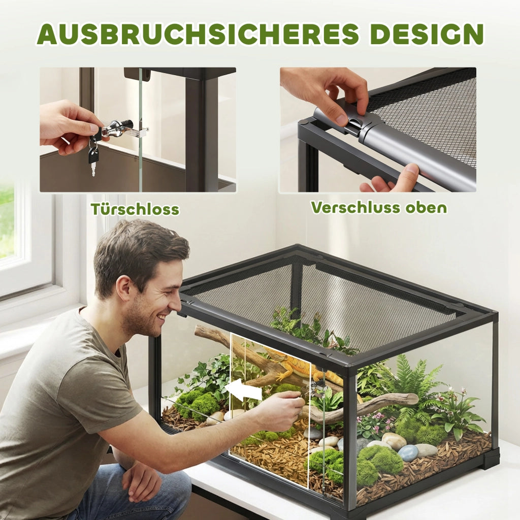 Terrario per Rettili ¨C zephmum ¨C Nero 60x45x32 cm
