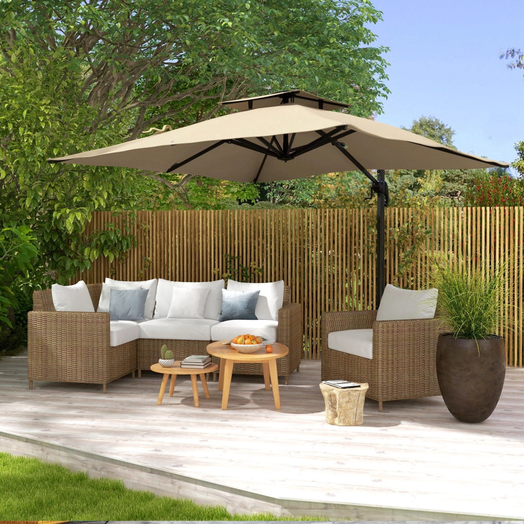 Ombrellone da Giardino Inclinabile 3x3 m ¨C Zephmum ¨C Alluminio Poliestere Khaki