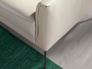 divano a 2 posti in pelle grigio taupe