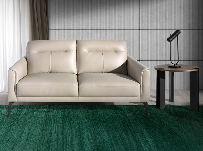 divano a 2 posti in pelle grigio taupe