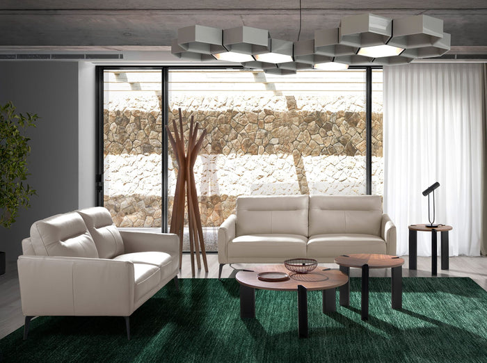 divano a 2 posti in pelle grigio taupe