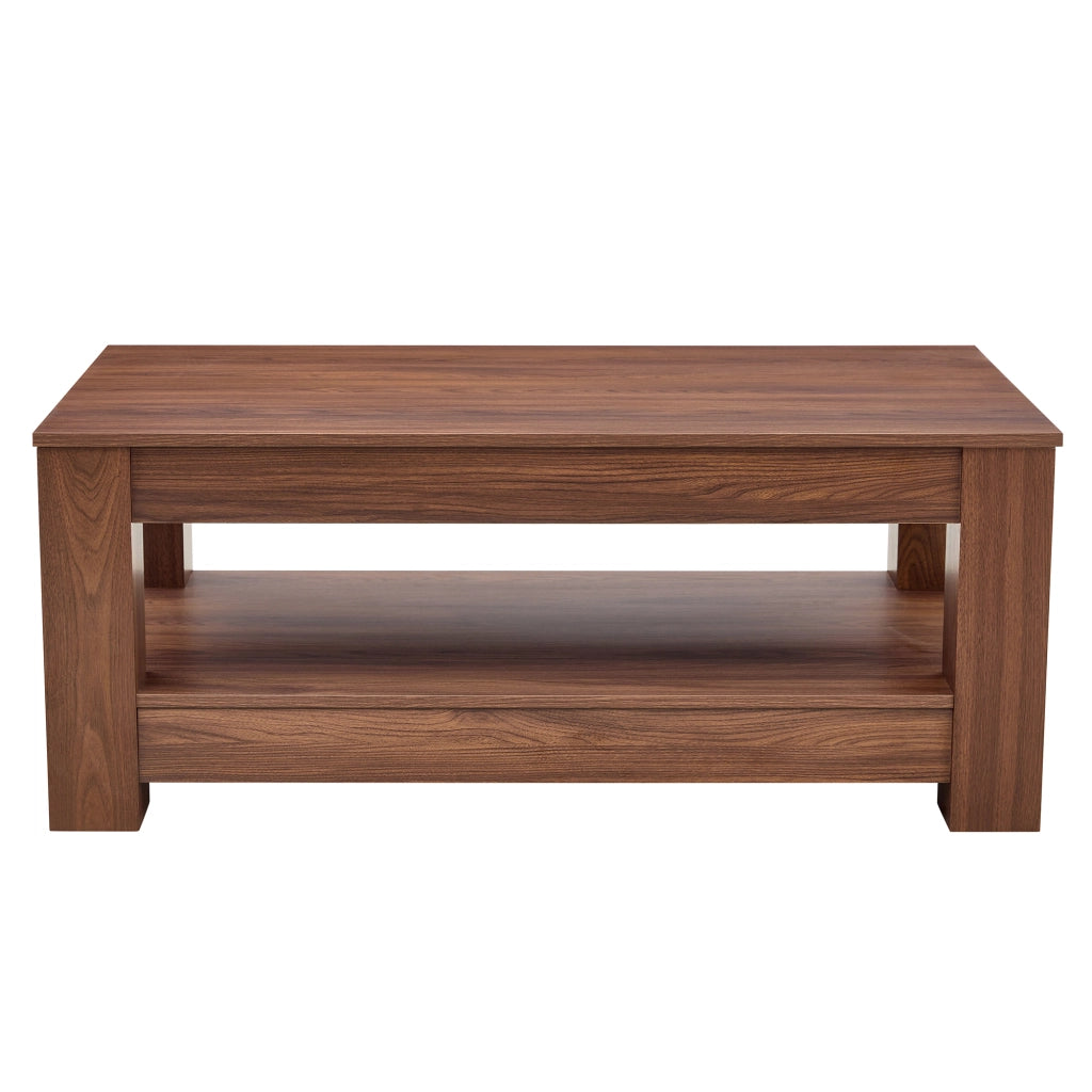 TAVOLO BASSO Rettangolare 111,5 x 62 x 21,5 cm Effetto Noce MDF a doppio livello