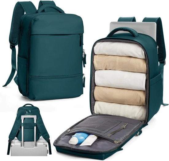 Borsa a mano da viaggio 40x20x25 cm per bagaglio a mano per voli economici borsa da sotto sedile con portatile 14 pollici con tasca per scarpe per uomo donna ragazzo adolescente, nero