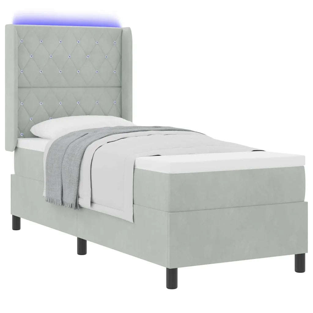 Letto a molle con materasso Grigio chiaro 80 x 200 cm Velluto 3343784