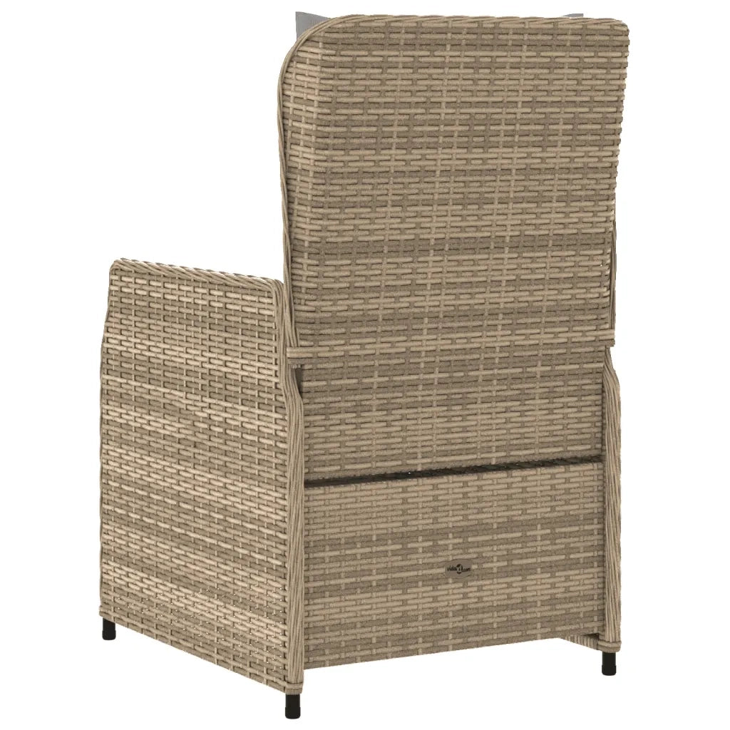 Sedie da Giardino Reclinabili 2 pz Beige Polyrattan