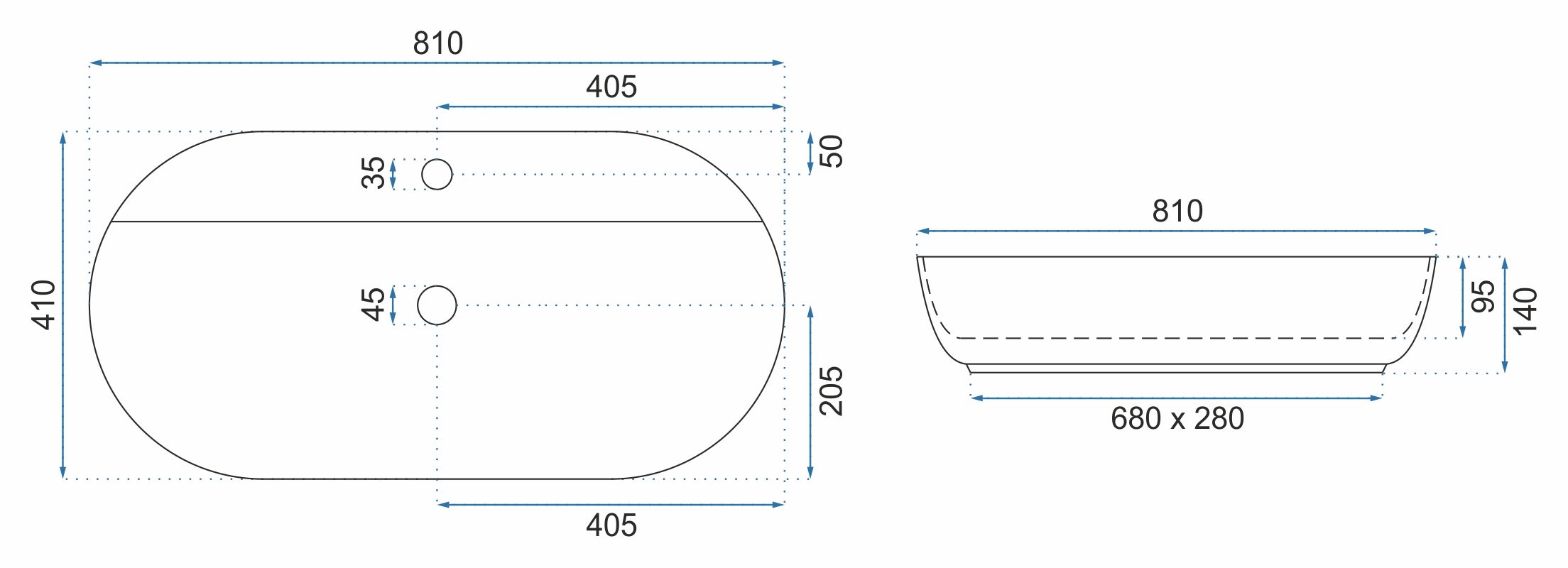 Lavabo Da Appoggio Rea Aura 81