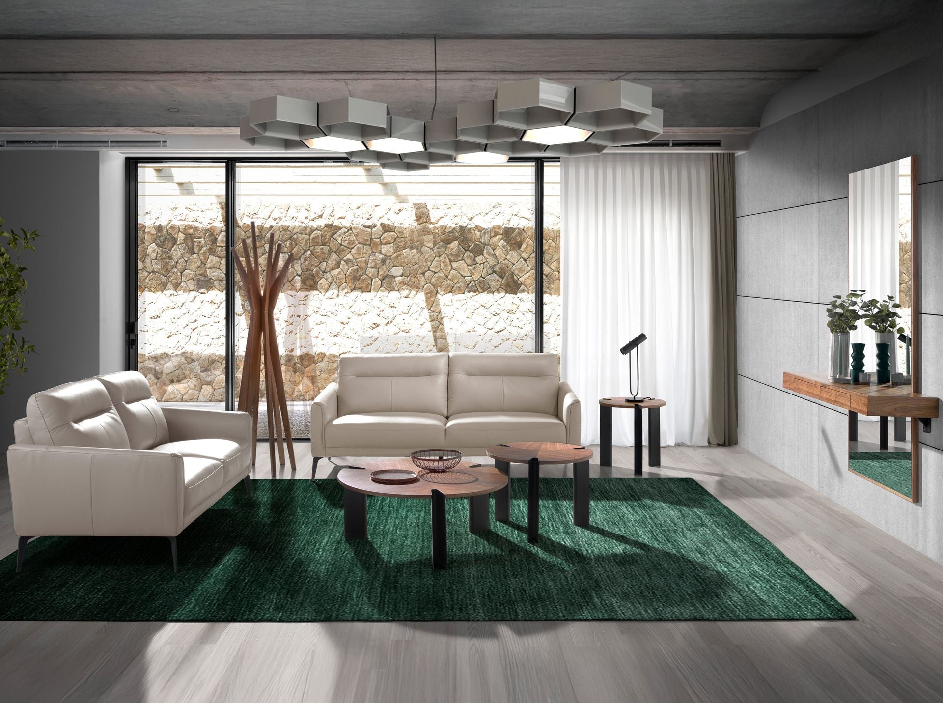 Divano a 3 posti in pelle grigio taupe