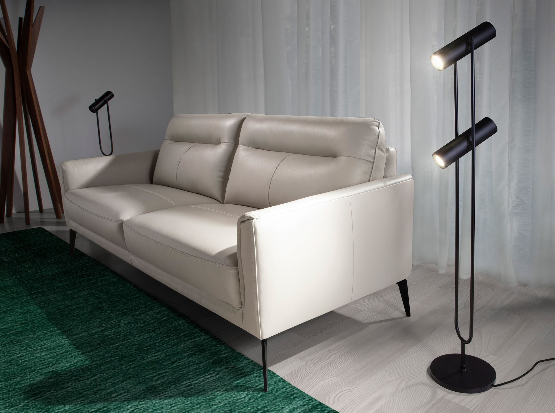 Divano a 3 posti in pelle grigio taupe