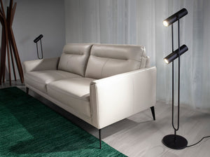 Divano a 3 posti in pelle grigio taupe