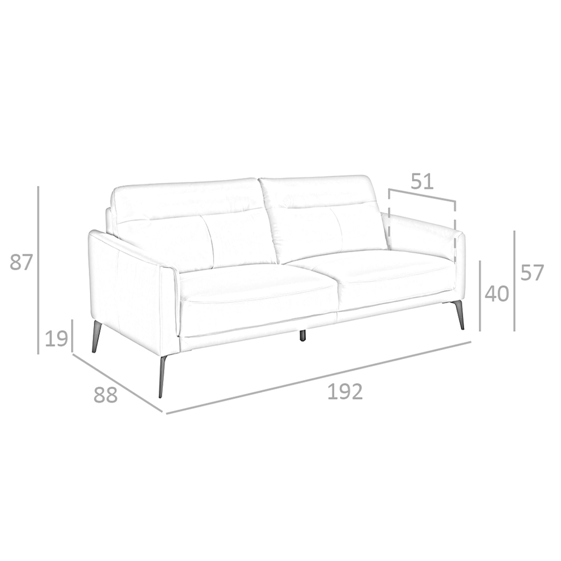 Divano a 3 posti in pelle grigio taupe