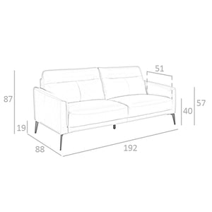 Divano a 3 posti in pelle grigio taupe