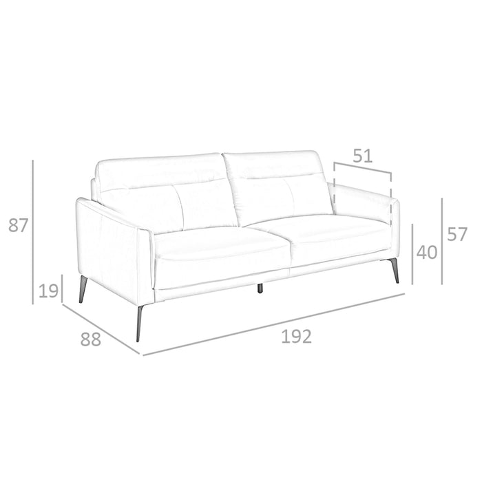 Divano a 3 posti in pelle grigio taupe