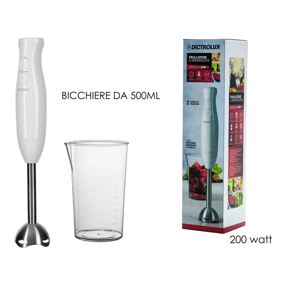 Trade Shop - Frullatore A Immersione 200w Con Bicchiere 500ml Tritatutto 2 Velocita' Mixer Frutta -