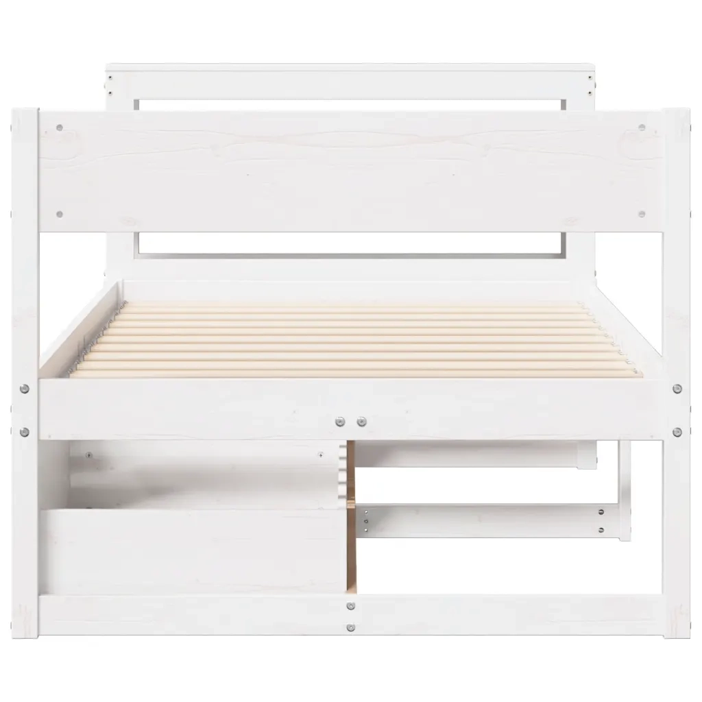 Letto senza Materasso Bianco 75x190 in Legno Massello di Pino 3306406