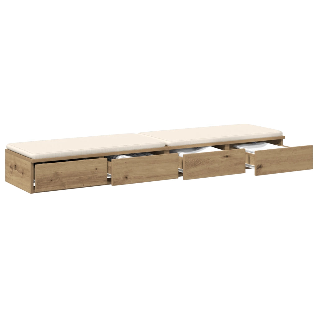 Cassetti per Letto Rovere Artigianale 140x36,5x16,5 cm Legno Ingegnerizzato