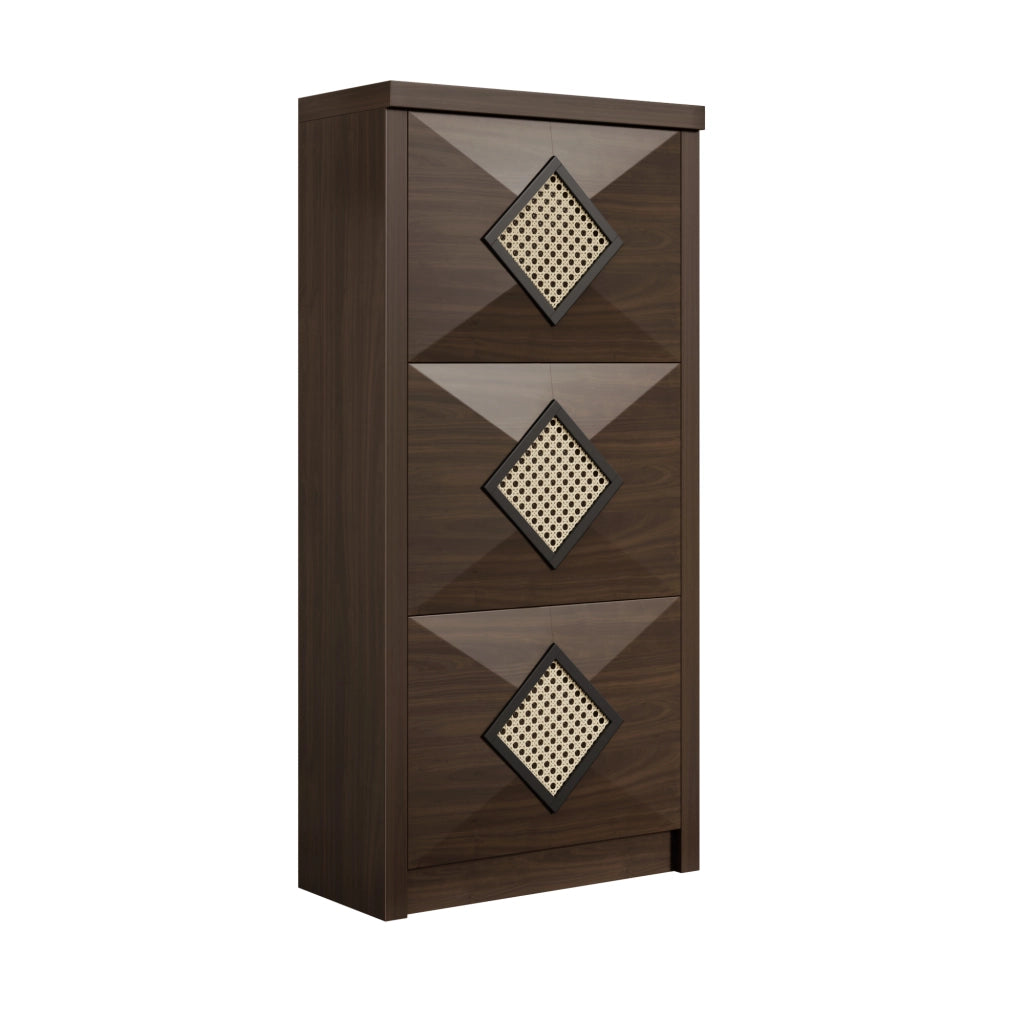 Scarpiera Vintage in Legno con Ante a Ribalta ¨C Xylo ¨C Marrone Scuro 54x25x115 cm