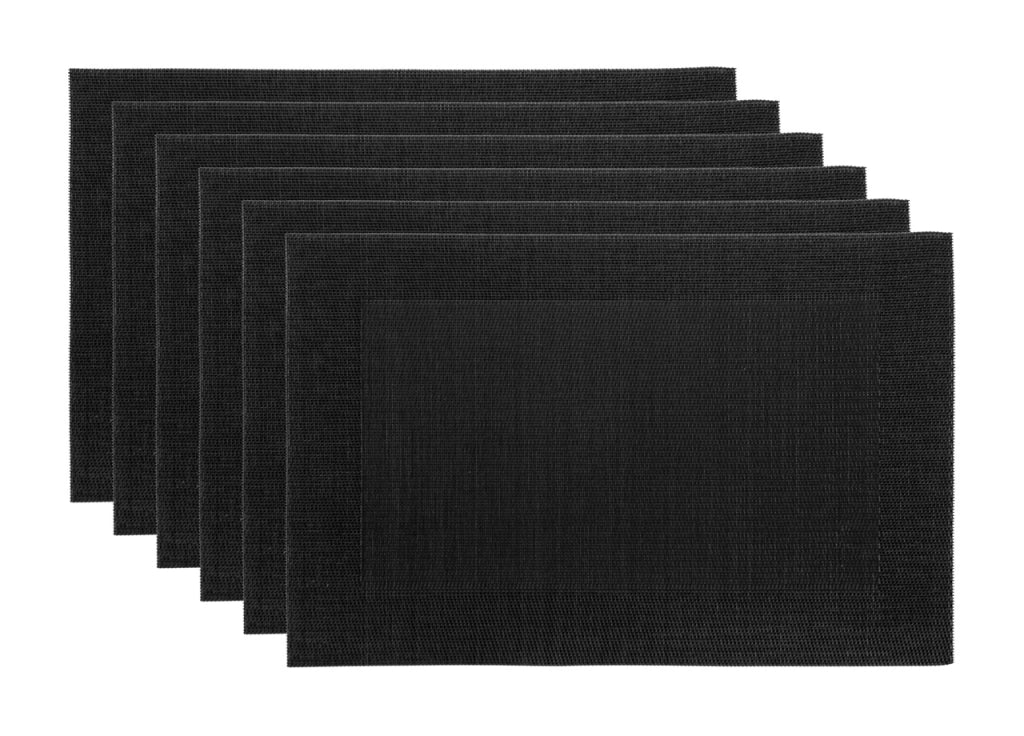 Set Tovagliette Americane Cucina Antiscivolo In Tinta Unita Lavabili - Set 6 - Nero