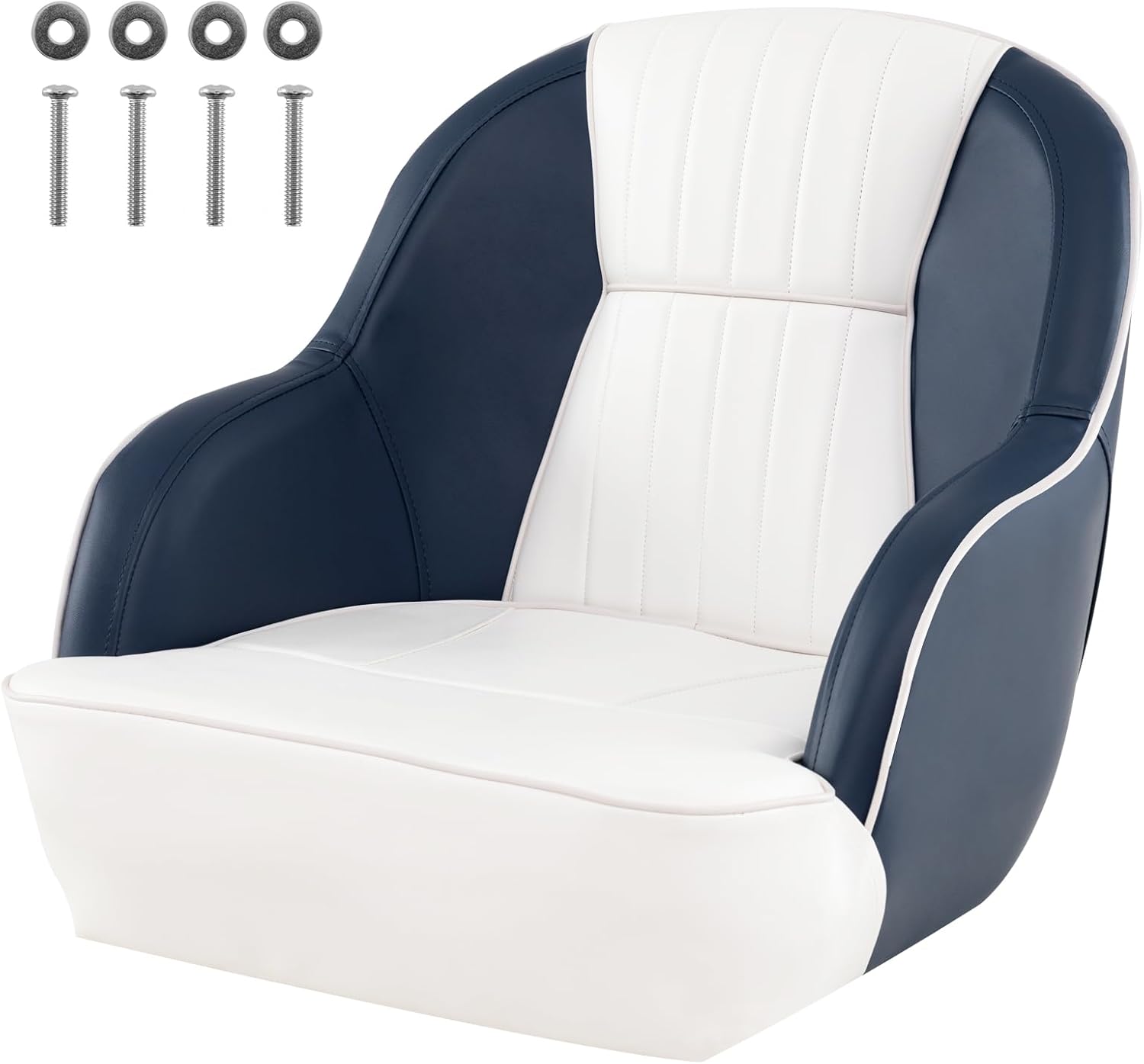 Sedia da Barca, Sedile da Barca con Schienale Avvolgente, Imbottitura Spessa in Spugna, Pelle PVC Impermeabile, Braccioli, Viti di Montaggio, 59 x 55 x 51 cm