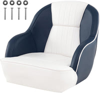 Sedia da Barca, Sedile da Barca con Schienale Avvolgente, Imbottitura Spessa in Spugna, Pelle PVC Impermeabile, Braccioli, Viti di Montaggio, 59 x 55 x 51 cm