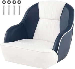 Sedia da Barca, Sedile da Barca con Schienale Avvolgente, Imbottitura Spessa in Spugna, Pelle PVC Impermeabile, Braccioli, Viti di Montaggio, 59 x 55 x 51 cm